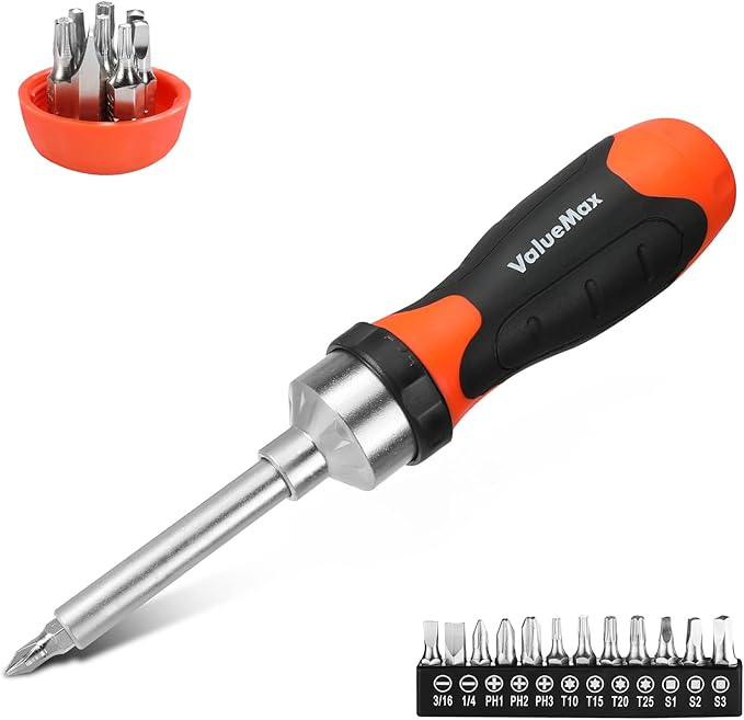 13-in-1 Multi-bit Ratcheting Screwdriver Set Tool All in One, Portable Multi-purpose Ratchet Screw-driver, Slotted/Philips/Torx/Square